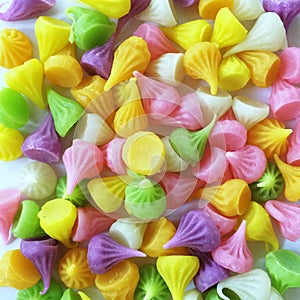 A group of colorful Thai sweet candy named Ã¢â¬ËA-LouÃ¢â¬â¢ photo